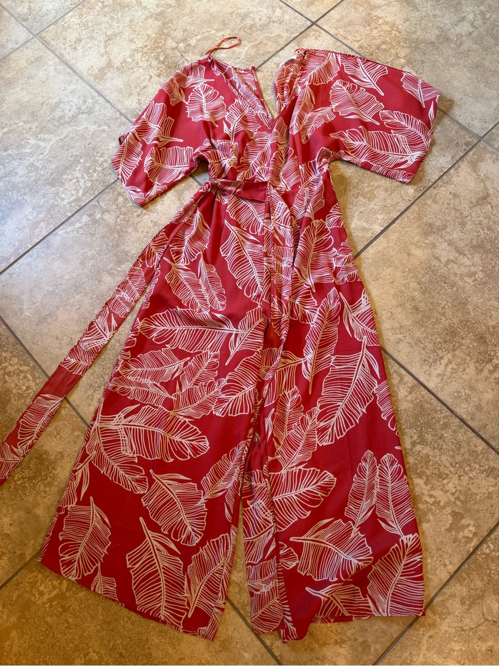 Sienna Sky Red & White Tropical Print Jumpsuit Romper